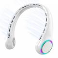 Ventilatore da collo senza pale F8 con luce ambientale - Batteria da 4000mAh, 3 velocità e ricarica USB-C - Bianco
