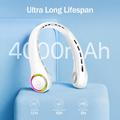 Ventilatore da collo senza pale F8 con luce ambientale - Batteria da 4000mAh, 3 velocità e ricarica USB-C - Bianco