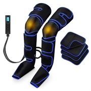 Massaggiatore per gambe a compressione d'aria FE-7204A con funzione di riscaldamento per le ginocchia - Nero / Blu
