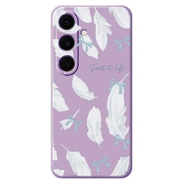 Samsung Galaxy S25 FE Custodia in TPU con motivo a piuma - Viola