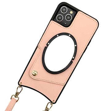Custodia Rivestita Fish Tail con Specchio per iPhone 14 Pro - Rosa