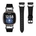 Cinturino in pelle elegante con strass per Fitbit Versa 3/Sense