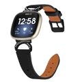 Cinturino in pelle elegante con strass per Fitbit Versa 3/Sense