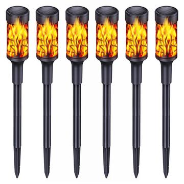 Luci solari a effetto fiamma con sensore a infrarossi - 6 pezzi.