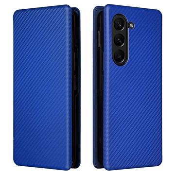Custodia a Flip per Samsung Galaxy Z Fold5 - Fibra di Carbonio - Blu