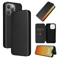 Custodia a Flip per iPhone 15 Pro - Fibra di Carbonio - Nera