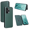 Custodia Flip per OnePlus Ace 2V/Nord 3 - Fibra di Carbonio - Verde