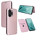 Custodia Flip per OnePlus Ace 2V/Nord 3 - Fibra di Carbonio - Rosa Oro