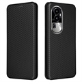 Custodia Flip per Oppo Reno10 Pro+ - Fibra di Carbonio - Nera