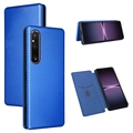 Custodia Flip per Sony Xperia 1 V - Fibra di Carbonio - Blu