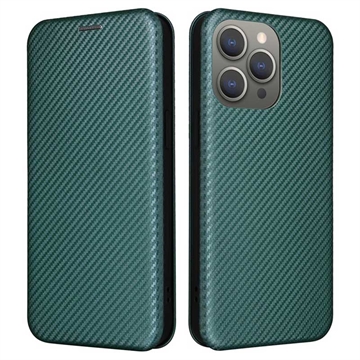 Custodia a Flip per iPhone 15 Pro Max - Fibra di Carbonio - Verde
