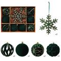 Set di palline natalizie floccate e decorazioni a forma di fiocco di neve – 8cm/16cm - 10 pezzi - Verde