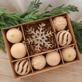 Set di palline natalizie floccate/decorazioni a forma di fiocco di neve – 8cm/16cm - 10 pezzi - Colore kaki