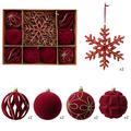 Set di palline natalizie floccate/decorazioni a forma di fiocco di neve – 8cm/16cm - 10 pezzi - Rosso