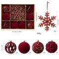 Set di palline natalizie floccate/decorazioni a forma di fiocco di neve – 8cm/16cm - 10 pezzi - Rosso
