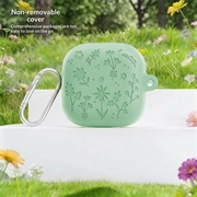 Custodia in silicone con incisione floreale e pennelli per la pulizia per Samsung Galaxy Buds4/Buds4 Pro - Verde matcha