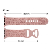 Cinturino in silicone con incisione floreale per Apple Watch Serie 11/10/9/8/SE 3/SE (2022)/7/SE/6/5/4/3/2/1 - 42mm/41mm/40mm/38mm - Rosa sabbia