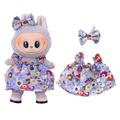 Abito da festa floreale e fascia con fiocco per Labubu Mini Figura 17cm - Azzurro