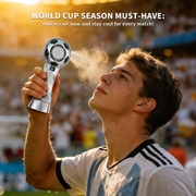 Ventilatore portatile Football Design - 4000mAh, display a LED, funzione di impacco freddo - Argento