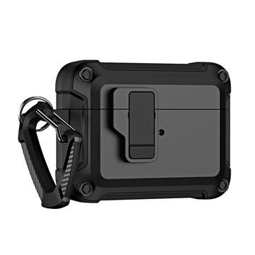 AirPods Pro (Gen 2) (USB-C) / Pro 2 Custodia antiurto in TPU+PC Custodia di ricarica per auricolari Bluetooth con fibbia - Nero