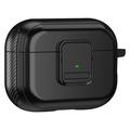 Apple AirPods Pro 2 Custodia in TPU con fibbia per auricolari a ricarica magnetica e moschettone - Nero