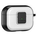 Apple AirPods Pro 2 Custodia in TPU con fibbia per auricolari a ricarica magnetica e moschettone - Nero / Bianco