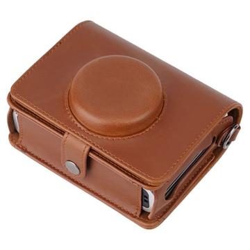 Instax mini Evo Borsa fotografica retrò in pelle PU Copertura protettiva antigoccia con tracolla - Marrone