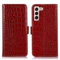 Custodia in Pelle a Portafoglio Serie Crocodile con RFID per Samsung Galaxy S23+ 5G