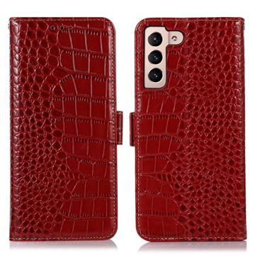 Custodia in Pelle a Portafoglio Serie Crocodile con RFID per Samsung Galaxy S23+ 5G