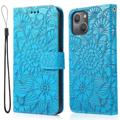 Custodia a Portafoglio Flowers per iPhone 14 - Blu