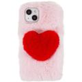 Custodia in TPU Plush Heart per iPhone 14 - Rosa