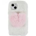 Custodia in TPU Plush Heart per iPhone 14 Plus - Bianca