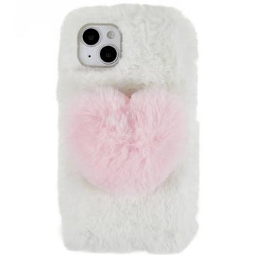 Custodia in TPU Plush Heart per iPhone 14 Plus - Bianca