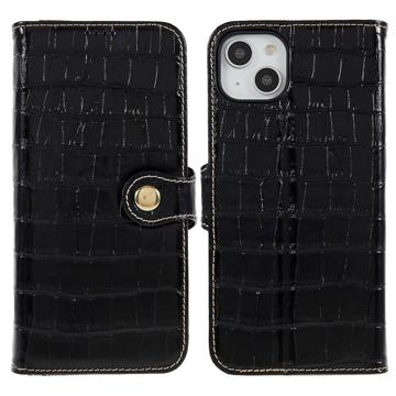 Custodia in Pelle a Portafoglio per iPhone 14 Plus - Crocodile