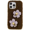Custodia in TPU Serie Fluffy Flower per iPhone 14 Pro Max - Marrone