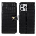 Custodia in Pelle a Portafoglio per iPhone 14 Pro Max - Crocodile - Nera