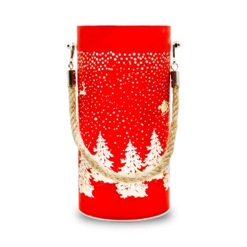 Forever Light FCL-10 Lanterna di Natale in vetro a LED - Rosso / Oro
