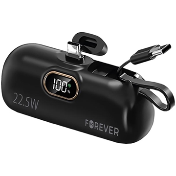 Forever MTB-100 USB-C Mini Power Bank 5000mAh - 22.5W - Nero