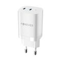 Forever TC-05-35CC Caricatore da parete GaN da 35W - 2xUSB-C, Power Delivery, Quick Charge - Bianco