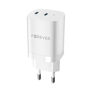 Forever TC-05-35CC Caricatore da parete GaN da 35W - 2xUSB-C, Power Delivery, Quick Charge - Bianco