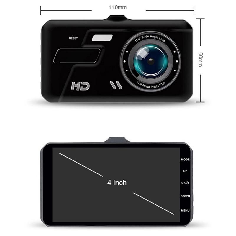 Dash Cam D100 Con Telecamera Frontale E Posteriore 3MP - Videoregistratore Auto Full HD Con G-Sensor E Rilevamento Movimento