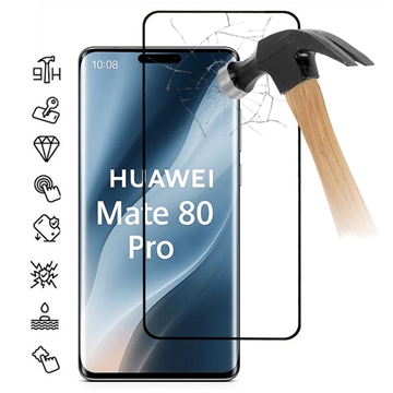 Huawei Mate 80 Pro Protezione dello schermo in vetro temperato a copertura totale - 9H - Bordo nero