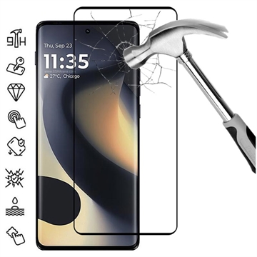 Motorola Edge (2025) Protezione dello schermo in vetro temperato a copertura totale - 9H - Bordo nero
