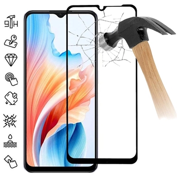 Pellicola Salvaschermo in Vetro Temperato a Copertura Totale per Oppo A59 - Bordo Nero