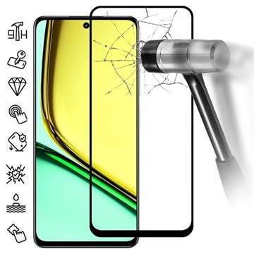 Pellicola Salvaschermo in Vetro Temperato a Copertura Totale per Realme C67 - Bordo Nero