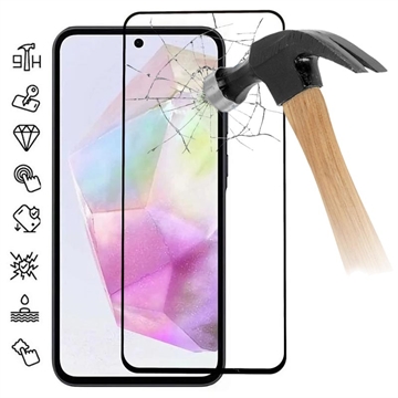 Pellicola salvaschermo in vetro temperato - 9H - a Copertura Totale per Samsung Galaxy A35 - Bordo Nero