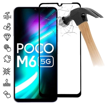 Pellicola salvaschermo in vetro temperato - 9H - a Copertura Totale per Xiaomi Poco M6 - Bordo Nero