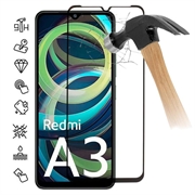 Pellicola salvaschermo in vetro temperato - 9H - a Copertura Totale per Xiaomi Redmi A3 - Bordo Nero