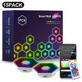 Pannelli luminosi da parete G01 Smart Hexagon con LED RGB, controllabili tramite le app Tuya e Smart Life - 15 pezzi