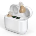 Apparecchi acustici CIC ergonomici GM-912T con custodia di ricarica - Beige / Bianco